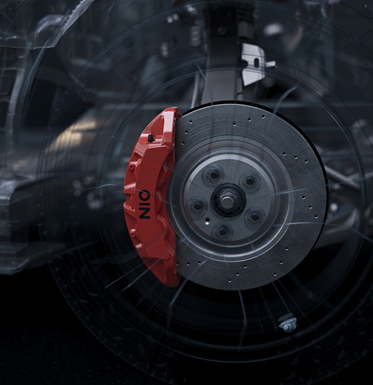 Bremo六活塞卡钳& 380mm大尺寸打孔通风制动盘 Brembo 6-Piston Calipers and 380mm Vented Brake Discs