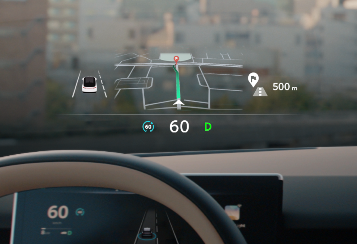 The enhanced 16.3-inch HUD The enhanced 16.3-inch HUD